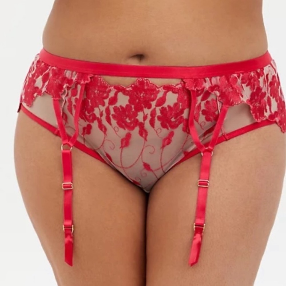 Torrid Size 1/2 Raspberry Mesh Garter Belt NWT